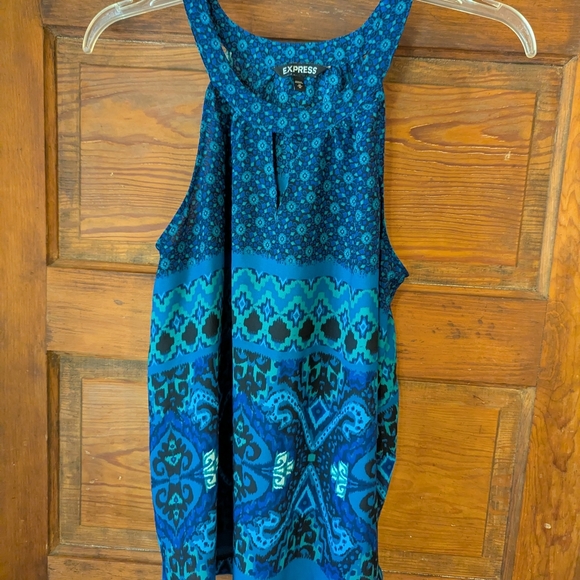 Express Blue High Neck Sleeveless Tank Top - Picture 1 of 12